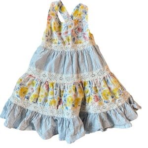 Tommy Bahama Toddler Girls’ Floral & Striped Dress summer sundress size 4T